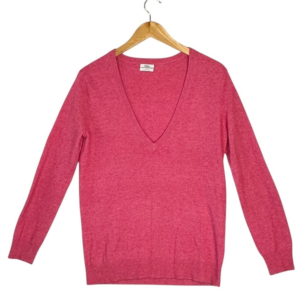 Wallace Sweater Melange Pink Long Sleeve V-Neck Wool Rabbit Cashmere Sz S